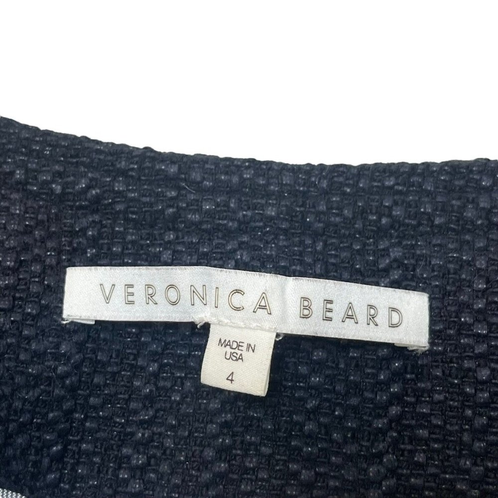 Veronica Beard Eclipse Fringe Trim Jacket Black Tweed Blazer Women’s Size 4 - Picture 11 of 15